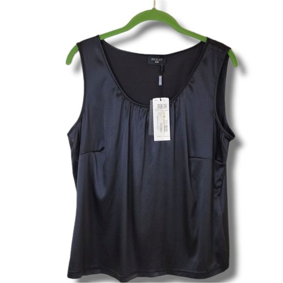 Basler Tops - Basler Silk Black Pleated Neckline  Sleeveless Camisole Size 12 NWT